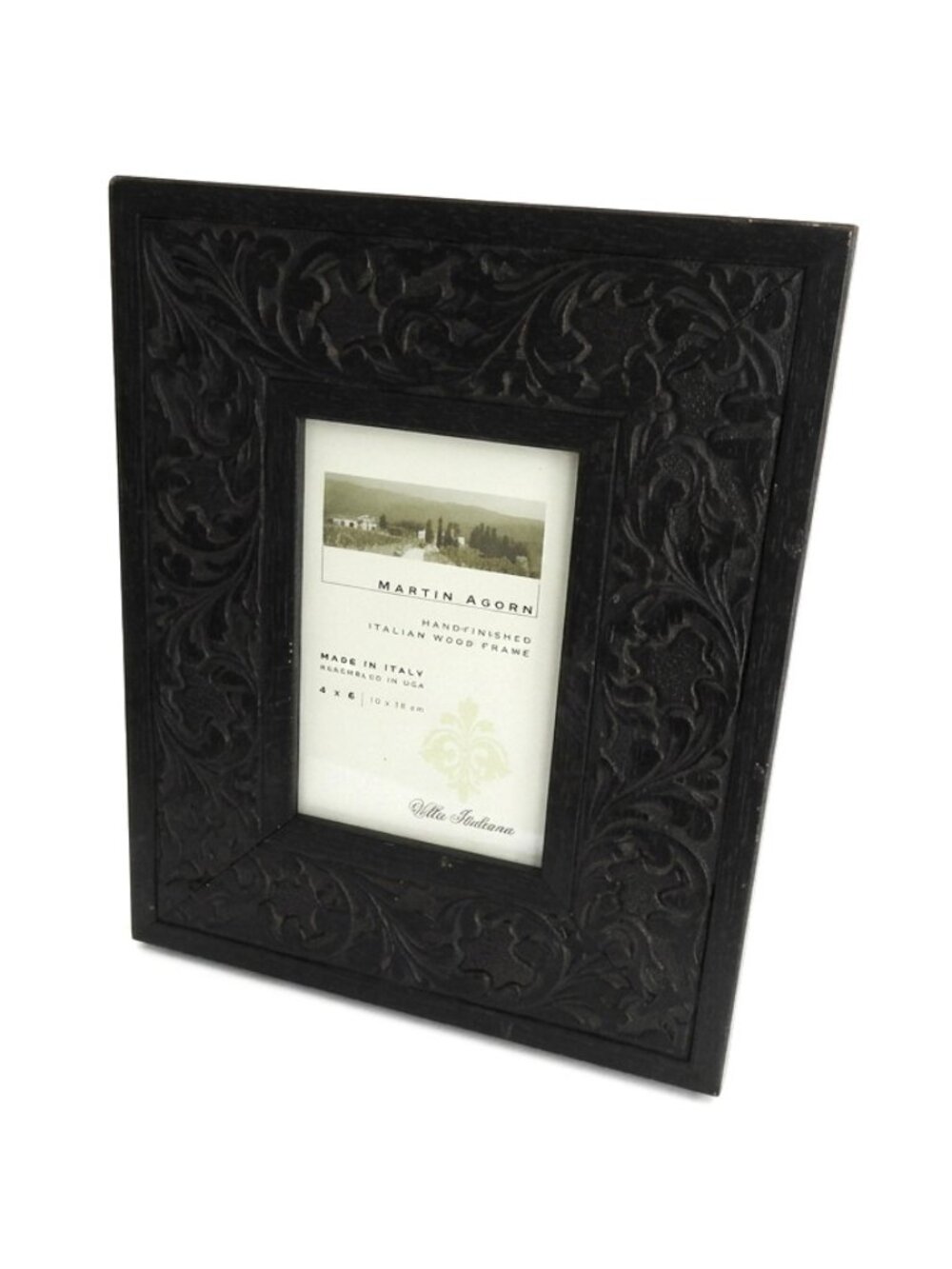 Martin Aborn Handfinished Italian Carved Wood Frame 4x6 Ebony Black